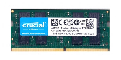 Оперативная память для ноутбука Crucial DDR4 16GB 3200MHz SO-DIMM PC4-3200 (CT16G4SFRA32A.C16FR)