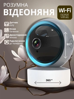 Видеоняня с подключением к телефону вебкамера ночного видения с удаленным доступом радио няня Y05 с двухсторонней связью, микрофоном и динамиком серая