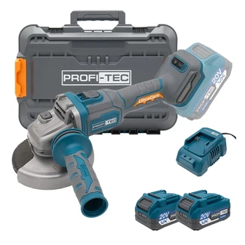 Акумуляторна кутова шліфувальна машина PROFI-TEC PPGA203 UltraCore (2×PT2040VX (4.0 Аг), зарядний пристрій) (007640)