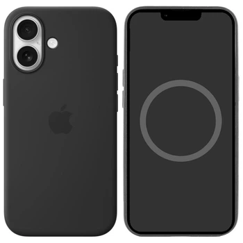 Чохол панель силіконовий OEM Premium Silicone case with Magsafe MagFit Magnetic Ring для Apple iPhone 17 (6.3") Black