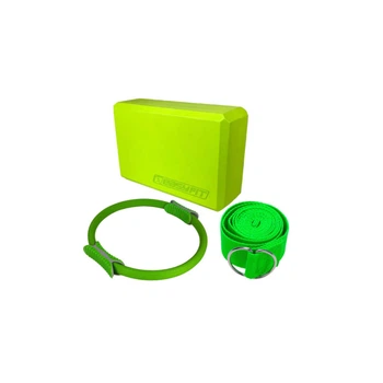 Набір для йоги: Блок для йоги EasyFit EVA + Кільце для пілатесу 38 см + Ремінь для йоги