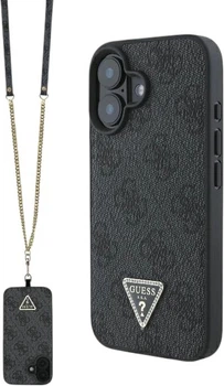 Панель Guess Leather Metal Logo Strass Crossbody для Apple iPhone 16 Black (GUHCP16SP4TDSCPK)
