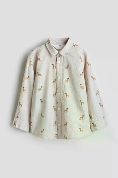 Дитяча новорічна сорочка для хлопчика H&M 116 см Бежева (25111710C)