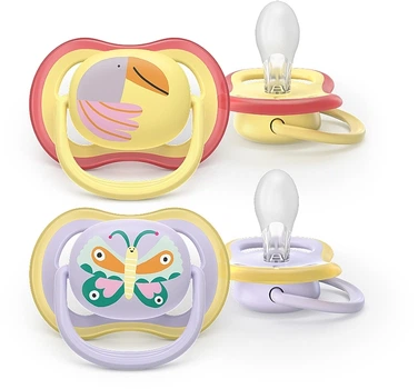 Пустышка ортодонтическая "Ultra Air", 0-6 мес, 2 шт., желтая с фиолетовым - Philips Avent 2шт (1348171-1500728614-2)