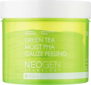 Отшелушивающие пады с экстрактом зеленого чая - Neogen Dermalogy Green Tea Moist Pha Gauze Peeling 30шт (964140-1225591-2)