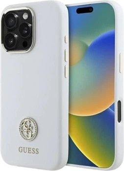 Панель Guess Silicone Logo Strass 4G для Apple iPhone 16 Pro Max White (GUHCP16XM4DGPH)