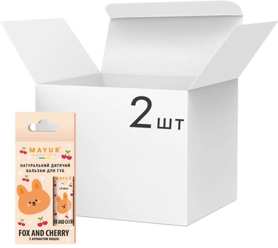 Упаковка натуральних бальзамів для губ Mayur Fox and Cherry для дітей 5 г х 2 шт (2200317813821)