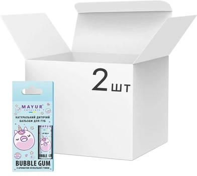 Упаковка натуральних бальзамів для губ Mayur Bubble Gum для дітей 5 г х 2 шт (2200317815382)