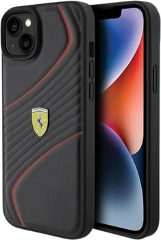 Панель Ferrari Twist Metal Logo для Apple iPhone 15 Plus/14 Plus Black (FEHCP15MPTWK)