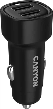 Автомобільний зарядний пристрій Canyon OnDrive 24 24W 2xUSB-A Black (CNE-CCABR2AA)