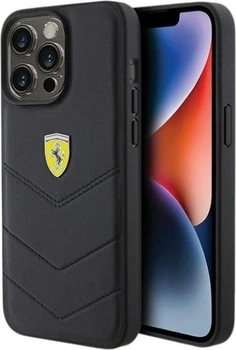 Панель Ferrari Quilted Metal Logo для Apple iPhone 15 Pro Max Black (FEHCP15XRDUK)