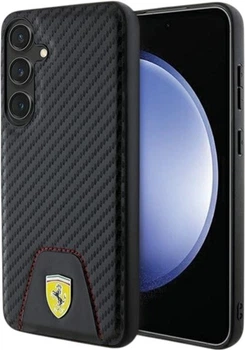 Панель Ferrari Carbon Stitched Bottom для Samsung Galaxy S24 Plus Black (FEHCS24MN3PUK)