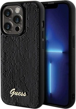 Панель Guess Sequin Script Metal для Apple iPhone 13 Pro Max Black (GUHCP13XPSFDGSK)