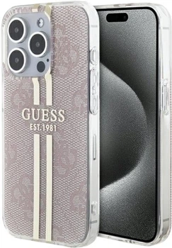 Панель Guess IML 4G Gold Stripe для Apple iPhone 14 Pro Max Pink (GUHCP14XH4PSEGP)