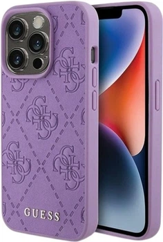 Панель Guess Leather 4G Stamped для Apple iPhone 15 Pro Light Purple (GUHCP15LP4EPMU)