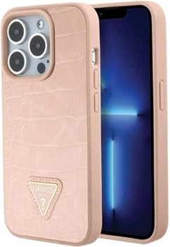 Панель Guess Croco Triangle Metal Logo для Apple iPhone 15 Pro Pink (GUHCP15LPCRTHCP)