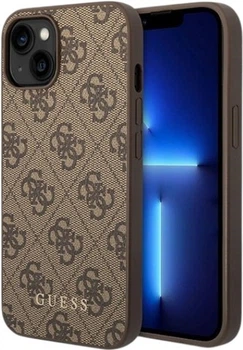 Панель Guess 4G Metal Gold Logo для Apple iPhone 15 Plus/14 Plus Brown (GUHCP15MG4GFBR)