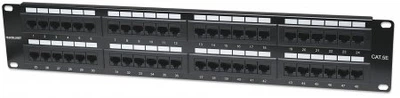 Патч-панель 48 портов RJ45 UTP Cat.5e 2U для серверных, черная