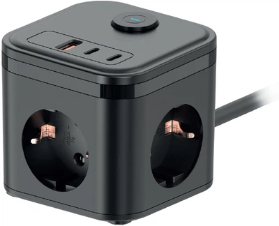 Сетевой фильтр-удлинитель Ikos C33S-CUPD Black (0027-CES)