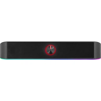 Саундбар компьютерный 2.0 с Bluetooth и USB, 6 Вт, LED-подсветка, чёрный, 400x71x67 мм