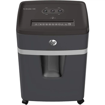 Шредер для документів HP, мікророзріз, 12 аркушів, рівень безпеки P-5, 25 л, чорний