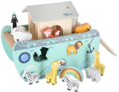 Drewniany sorter KIK Lulilo Arka Noego statek zwierzątka 9 elementów KX3074 (5903039767324)