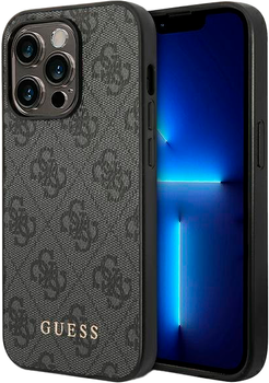 Etui Guess 4G Metal Gold Logo do Apple iPhone 15 Pro Max Grey (3666339171773)