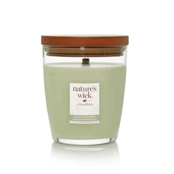 Ароматична свічка з ароматом шавлії та білого перцю Woodwick Nature’s Wick Sage & White Pepper 284 г
