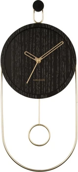 Zegar ścienny Karlsson Swing ze złotymi wskazówkami 20 cm Czarny (8714302147470)