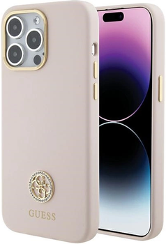 Панель Guess Silicone Logo Strass 4G для Apple iPhone 15 Pro Max Light Pink (3666339148935)