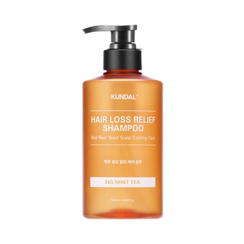 Шампунь пивной для объема тонких волос Beer Yeast Hair Loss Relief Shampoo Fig Mint Tea Kundal 500 мл 8809809429690