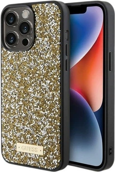 Панель Guess Rhinestone Metal Logo для Apple iPhone 15 Pro Max Gold (3666339153557)