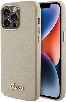 Панель Guess Glitter Glossy Script для Apple iPhone 15 Pro Max Gold (3666339155513)