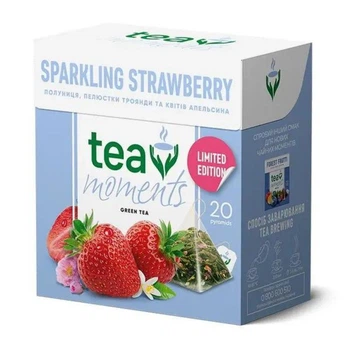Чай зелений зі смаком полуниці Sparkling Strawberry 20 пірамідок (4823118602920)