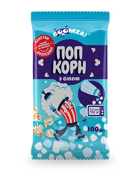 Попкорн для мікрохвильової печі з сіллю Boomza 100 г (4820196731894)