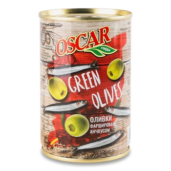 Оливки фаршировані анчоусом Oscar 300 г (8413552051703)