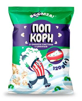 Попкорн пакет зі смаком Сметани з цибулею Boomza 120 г (4820196732204)
