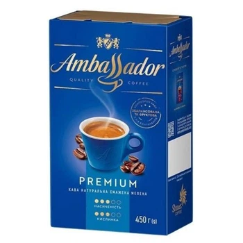 Кава натуральна смажена мелена Premium Ambassador 450 г (8720254065229)