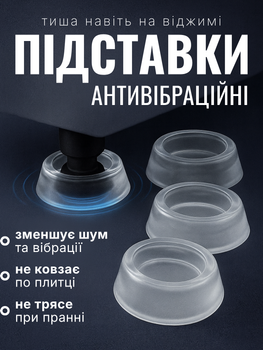 Подставки под стиральную машинку антивибрационные накладки вибрационные виброопоры демпфирующие резиновые ножки амортизационные подножки для стиралку стола мебели кровати сушильной машины анти вибрационные антискользящие стойкие 4 шт Hechpro АН34084