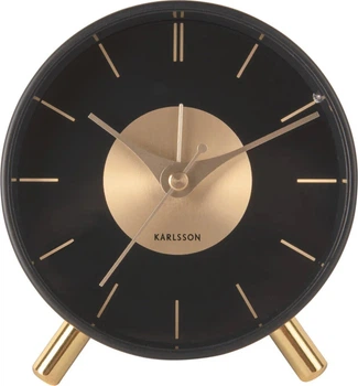 Budzik Karlsson Gold Disc 11 cm Czarny (8714302721229)