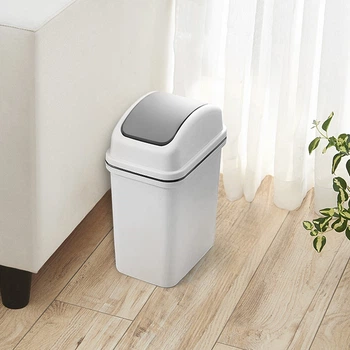 Відро для сміття MBM HOME з кришкою BIN-12 6L GRAY Сіре