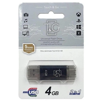 USB-накопитель c Type C 2.0 флешка на 4Gb T&G 009 Star series Black