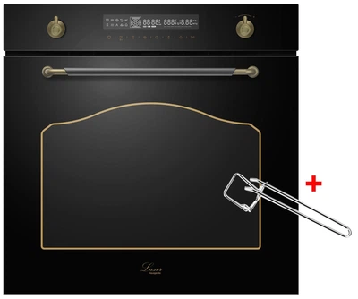 Духовой шкаф электрический Luxor HB 978 Logic 60 BL Classico UNIQUE Ultra AN 3 стекла дверей + прихватка в подарок, ретро антрацит, черный
