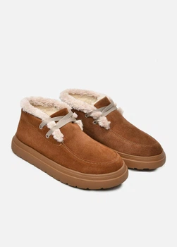 Женские замшевые ботинки PARADIZE SHOES зимние рыжего цвета утепленные на шнуровке 37 размер (стелька 24,5 см)