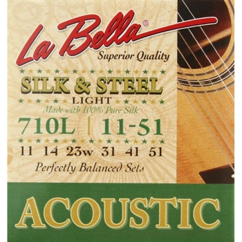 Струны для акустической гитары La Bella 710L Silk and Steel Acoustic Guitar Strings Light 11/51