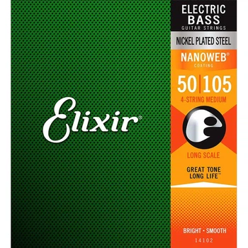 Струны для бас-гитары Elixir 14102 Nanoweb Coated Nickel Plated Steel Heavy 4-String Bass 50/105
