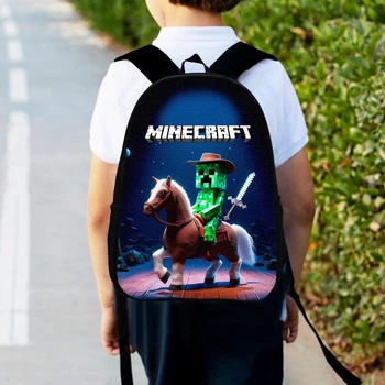 Рюкзак детский No Brand Крипер на коне Minecraft 34х27х13 см Разноцветный (00531)