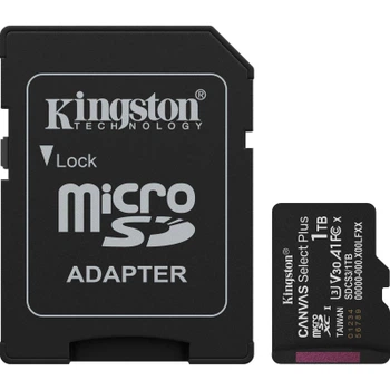 Карта пам`яті MicroSDXC 1TB UHS-I Class 10 Kingston Canvas Select Plus R150MB/s + SD адаптер (SDCS3/1TB)