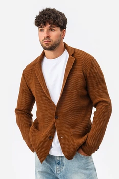 Трикотажний піджак на двох ґудзиках SVTR. Коричневий 54