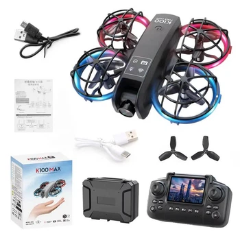 Квадрокоптер XKJ K100 MAX - дрон, HD 480P камера, FPV Headless, удержание высоты, оптическое позиционирование, до 10 минут полета, до 80 м, кейс, черный